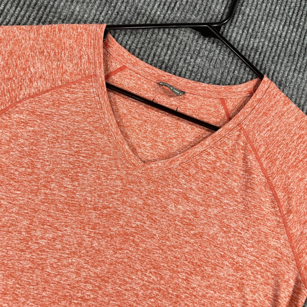 Oiselle Shirt Womens Size 12 Red Short Sleeve V Neck Training Casual Active